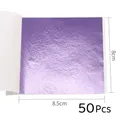 Lot de 10 ou 50 feuilles imitation or et argent pour artisanat – Couleur Pêche violet-50