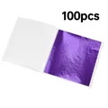 Lot de 100 à 300 feuilles imitation or et argent pour artisanat – Couleur purple 100pcs