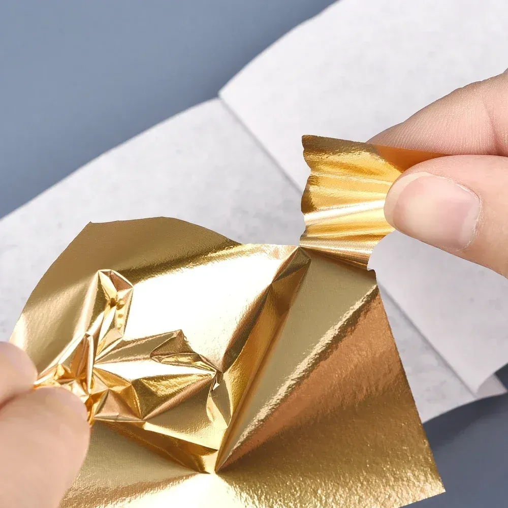 Lot de 100 à 300 feuilles imitation or et argent pour artisanat