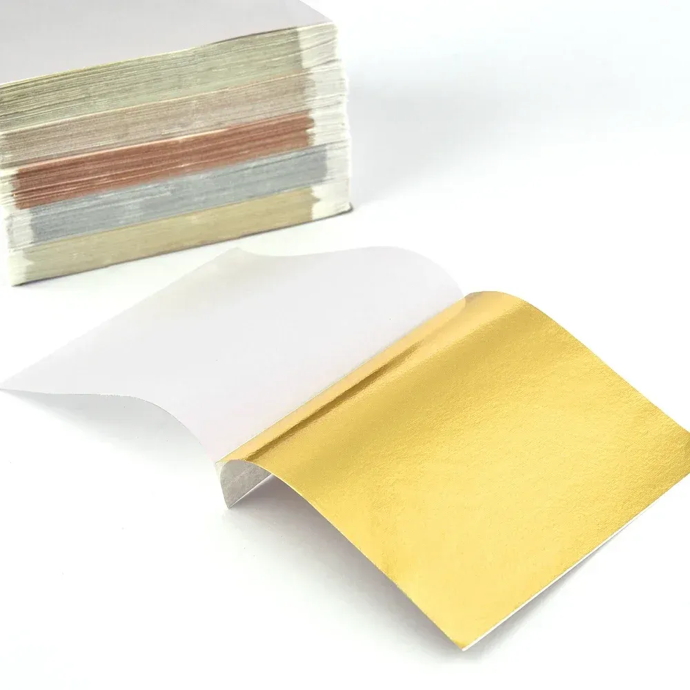 Lot de 100 à 300 feuilles imitation or et argent pour artisanat