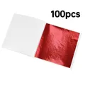 Lot de 100 à 300 feuilles imitation or et argent pour artisanat – Couleur red 100pcs