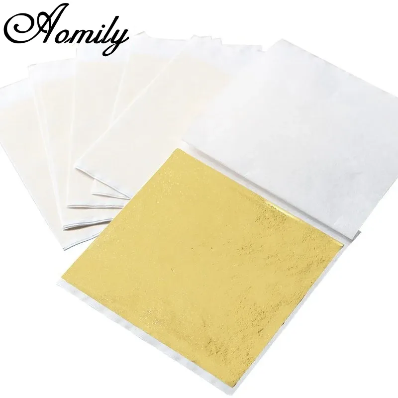 Lot de 100 feuilles d'or 9x9 cm pour artisanat et décoration