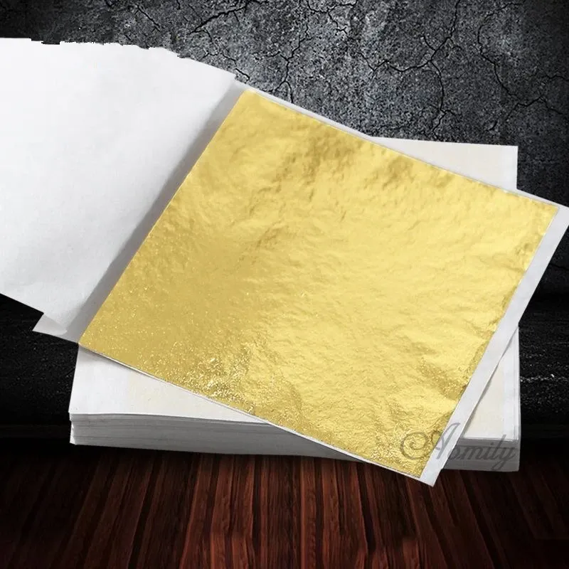 Lot de 100 feuilles d'or 9x9 cm pour artisanat et décoration