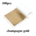 Lot de 100 feuilles d'or imitation pour artisanat et gâteaux – Couleur Champagne gold-100Pc