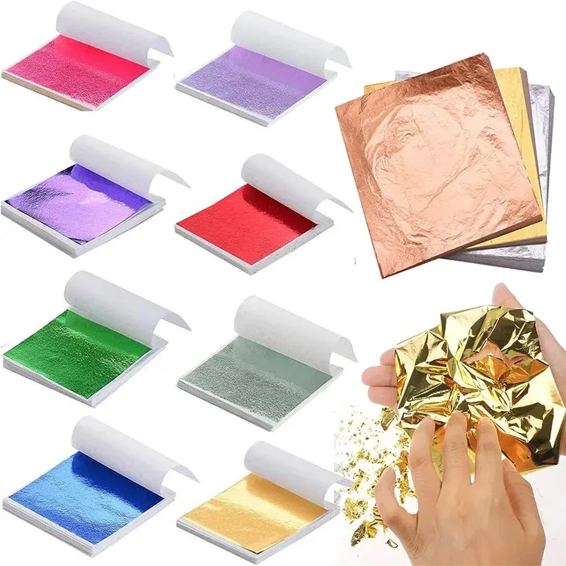 Lot de 100 feuilles d'or imitation pour artisanat et gâteaux