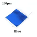 Lot de 100 feuilles d'or imitation pour artisanat et gâteaux – Couleur Blue-100Pcs
