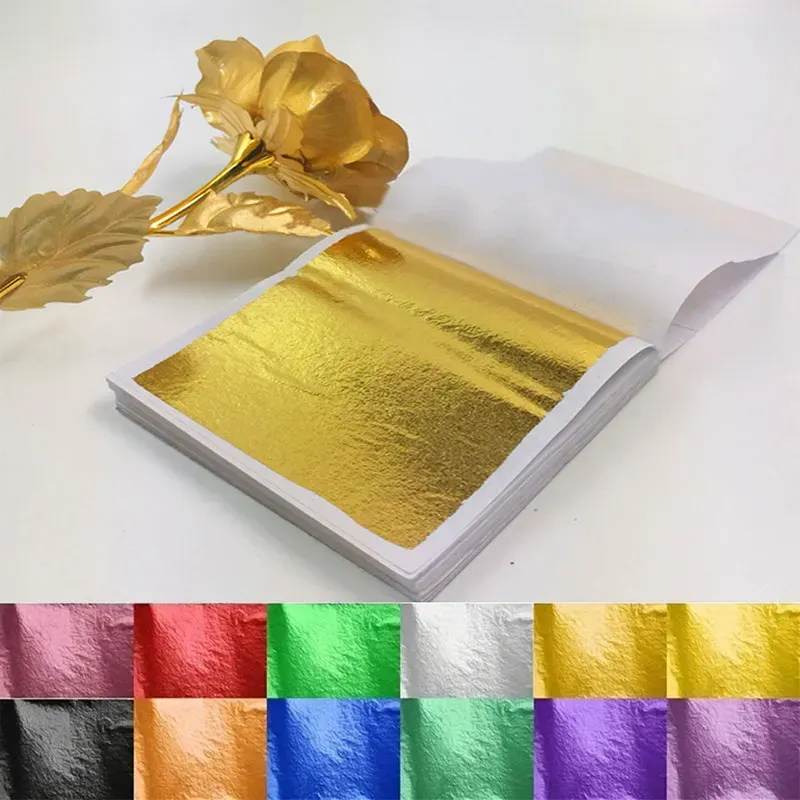Lot de 100 feuilles d'or imitation pour artisanat et gâteaux