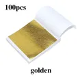 Lot de 100 feuilles d'or imitation pour artisanat et gâteaux – Couleur Golden-100Pcs