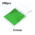Lot de 100 feuilles d'or imitation pour artisanat et gâteaux – Couleur Green-100Pcs