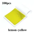 Lot de 100 feuilles d'or imitation pour artisanat et gâteaux – Couleur lemon yellow-100Pcs