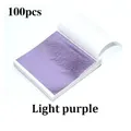 Lot de 100 feuilles d'or imitation pour artisanat et gâteaux – Couleur Light purple-100Pcs