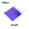 Lot de 100 feuilles d'or imitation pour artisanat et gâteaux – Couleur Purple-100Pcs