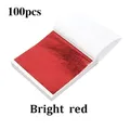 Lot de 100 feuilles d'or imitation pour artisanat et gâteaux – Couleur Red-100Pcs