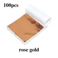 Lot de 100 feuilles d'or imitation pour artisanat et gâteaux – Couleur Rose gold-100Pcs