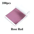 Lot de 100 feuilles d'or imitation pour artisanat et gâteaux – Couleur Rose red-100Pcs