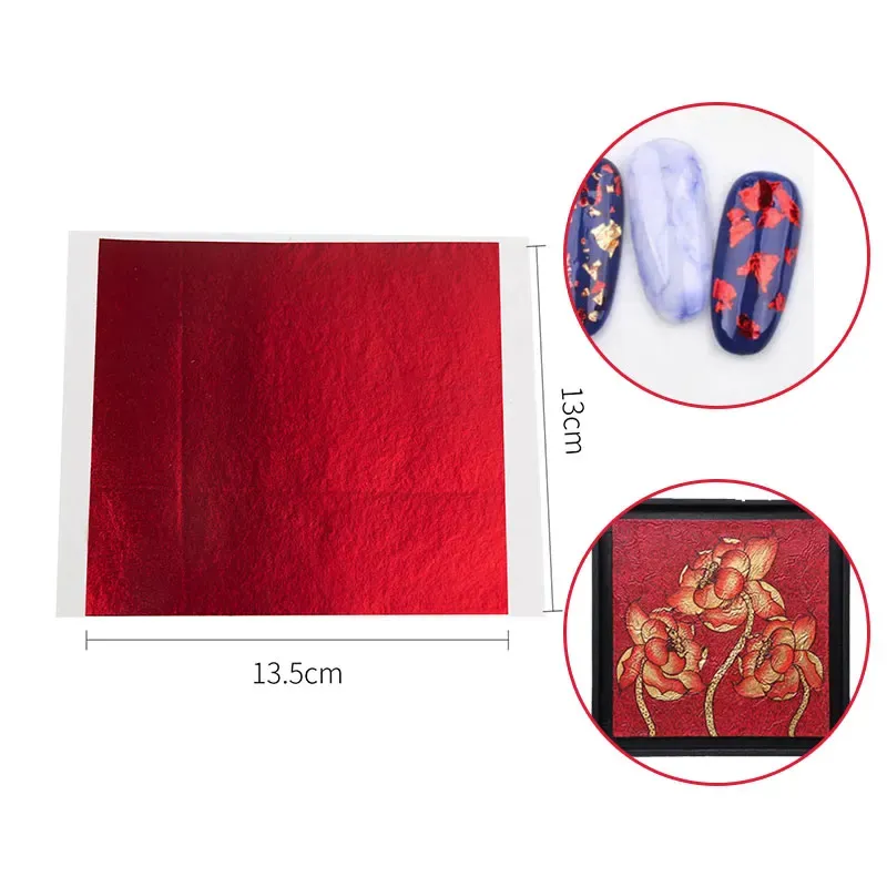 Lot de 100 feuilles d'or rouge imitation 13x13,5 cm