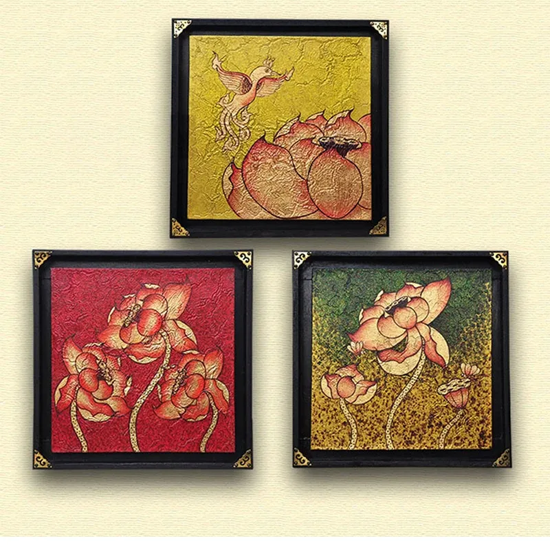 Lot de 100 feuilles d'or rouge imitation 13x13,5 cm