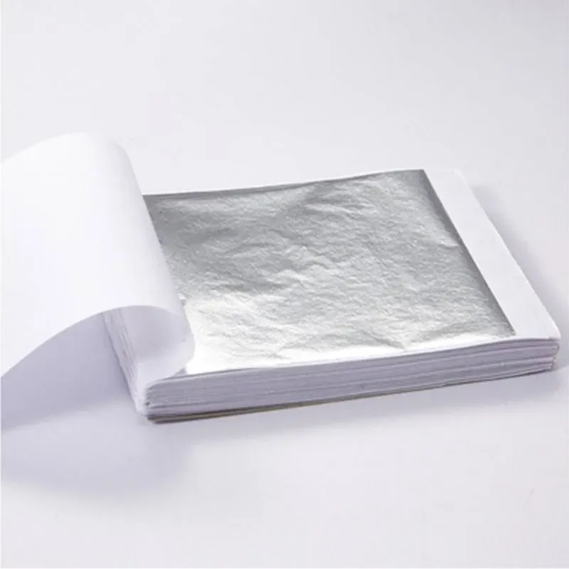 Lot de 100 feuilles imitation or et argent pour artisanat