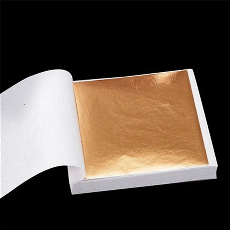 Lot de 100 feuilles imitation or et argent pour artisanat