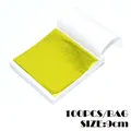 Lot de 100 feuilles imitation or et argent pour artisanat résine – Couleur 100 pièces jaunes