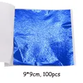Lot de 100 feuilles imitation or et argent pour artisanat résine – Couleur 100 pièces bleues