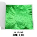 Lot de 100 feuilles imitation or et argent pour artisanat résine – Couleur 100 pièces vertes