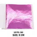 Lot de 100 feuilles imitation or et argent pour artisanat résine – Couleur 100 pièces rose foncé