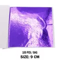Lot de 100 feuilles imitation or et argent pour artisanat résine – Couleur 100 pièces violettes