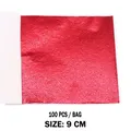Lot de 100 feuilles imitation or et argent pour artisanat résine – Couleur 100 pièces rouges