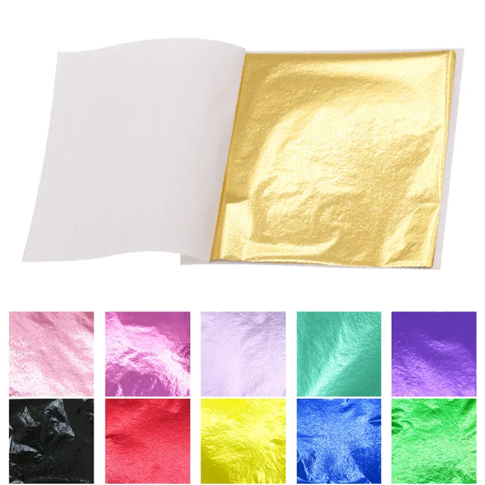 Lot de 100 feuilles imitation or et argent pour artisanat résine
