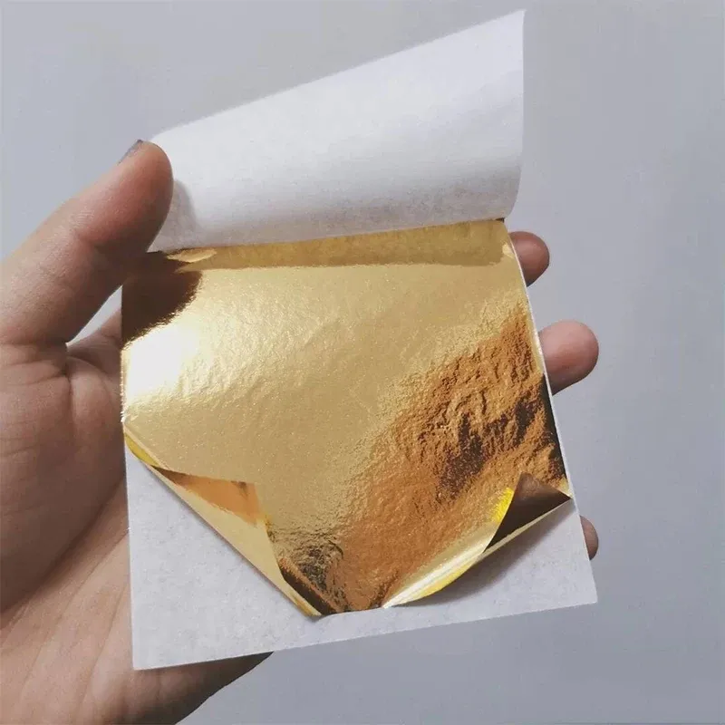 Lot de 100 feuilles imitation or et argent pour artisanat résine