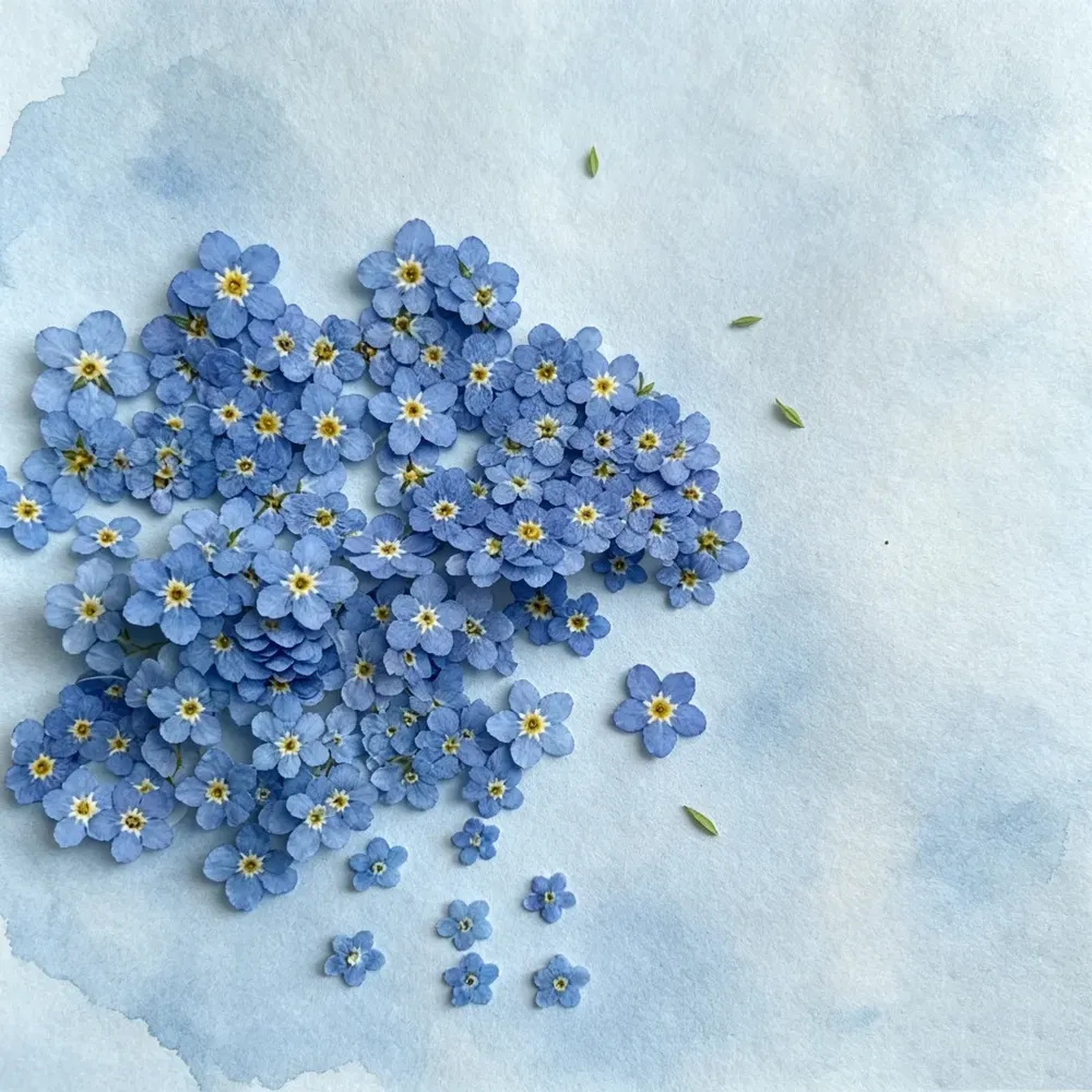 Lot de 100 fleurs de myosotis séchées pour bijoux et résine