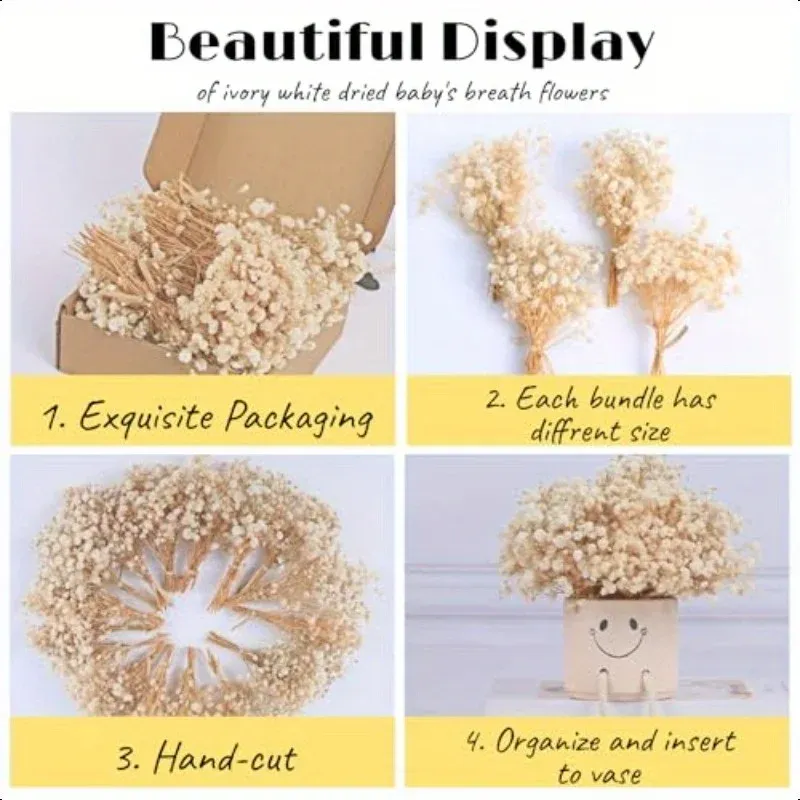 Lot de 100 mini fleurs séchées gypsophile pour résine