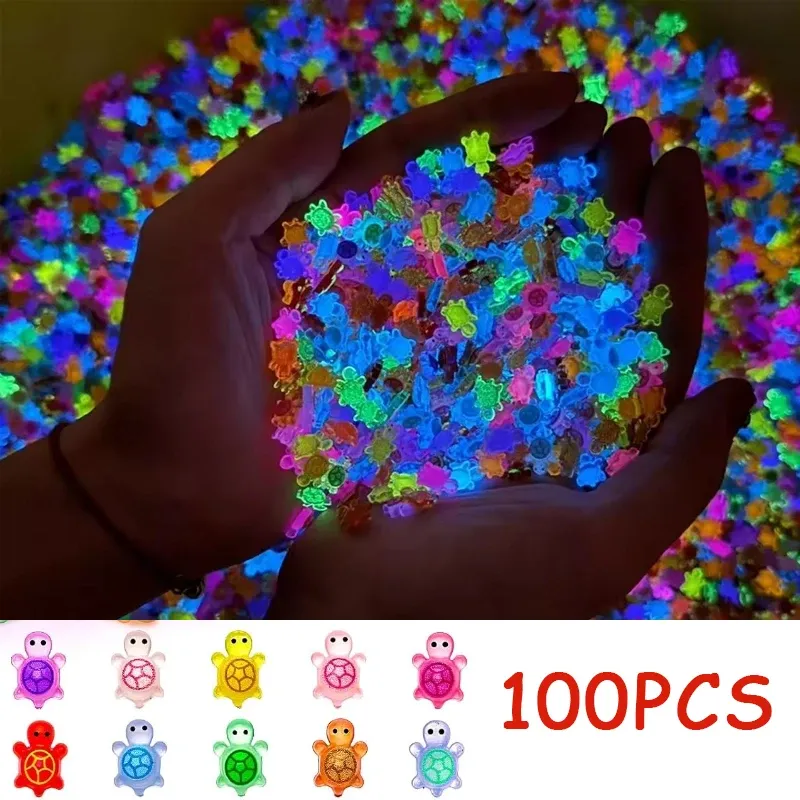 Lot de 100 mini tortues résine lumineuses pour décoration maison