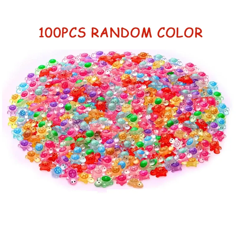 Lot de 100 mini tortues résine lumineuses pour décoration maison
