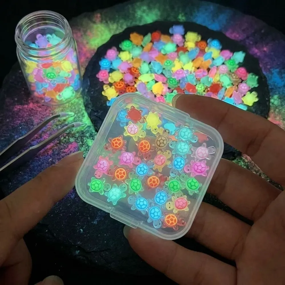 Lot de 100 mini tortues résine lumineuses pour micro paysage