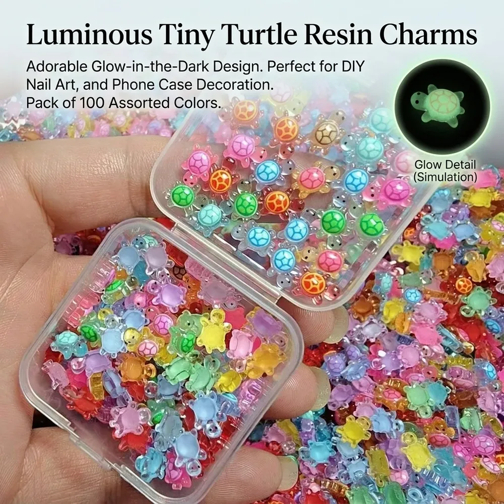 Lot de 100 mini tortues résine lumineuses pour micro paysage