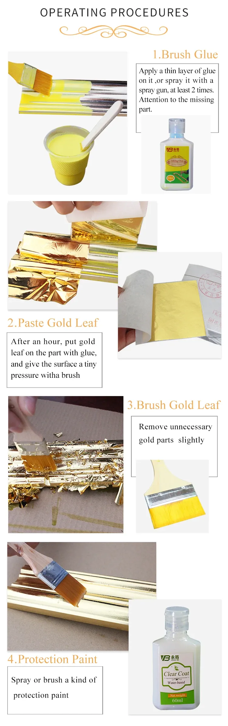 Lot de 100 ou 1000 feuilles imitation or pour artisanat