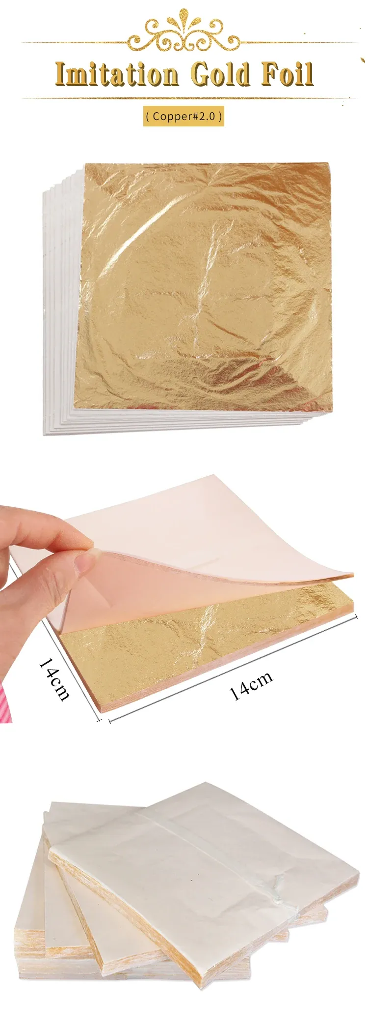 Lot de 100 ou 1000 feuilles imitation or pour artisanat