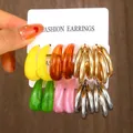 Lot de 12 boucles d'oreilles résine bohème colorée – Couleur du métal AYA5600602