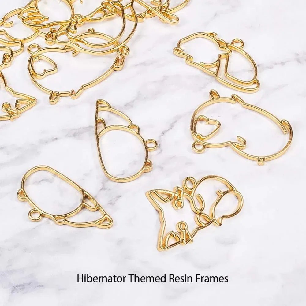 Lot de 14 breloques cadre résine thème hivernal pour bijoux