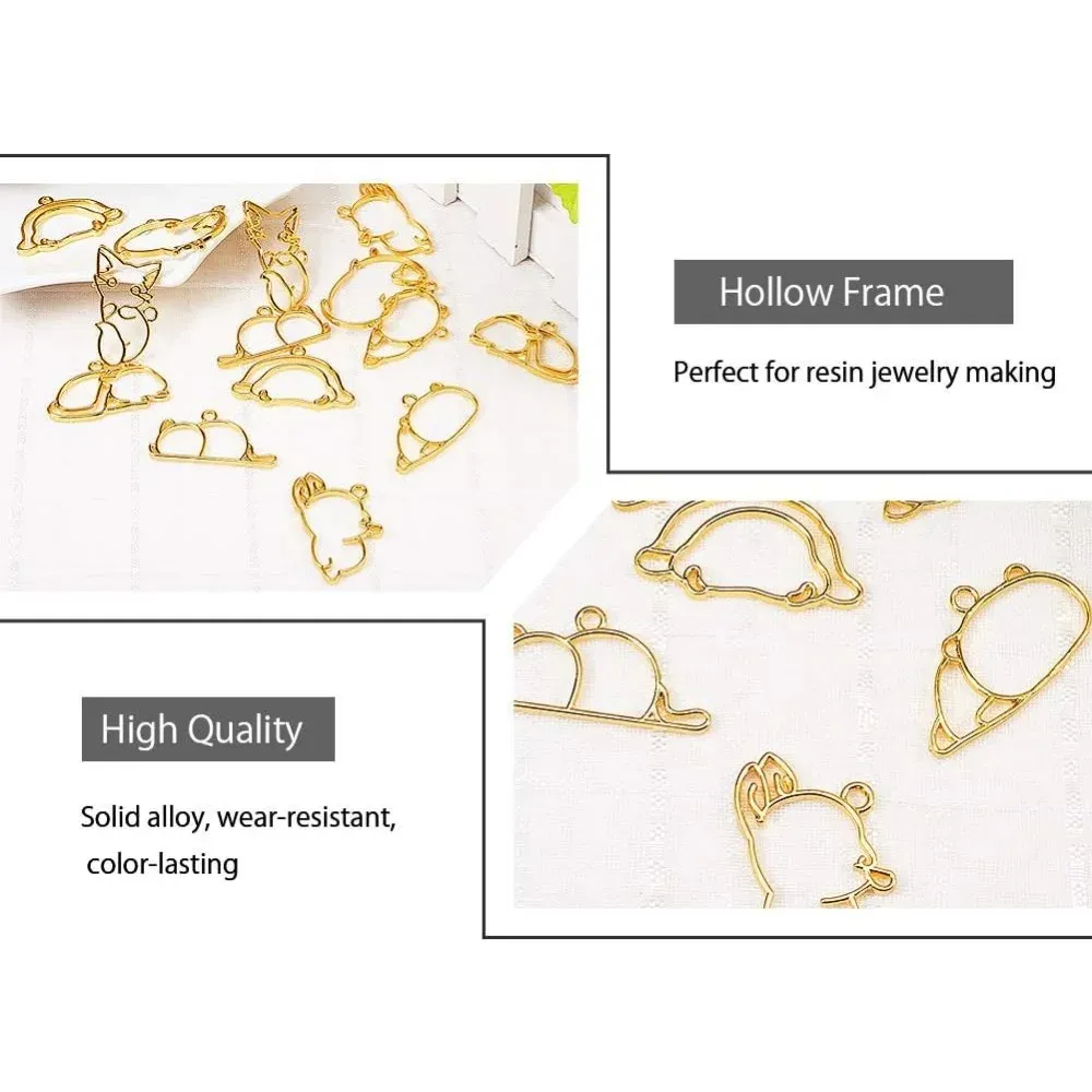 Lot de 14 breloques cadre résine thème hivernal pour bijoux