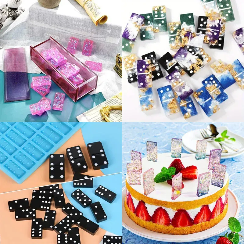 Lot de 2 moules silicone dominos pour bijoux