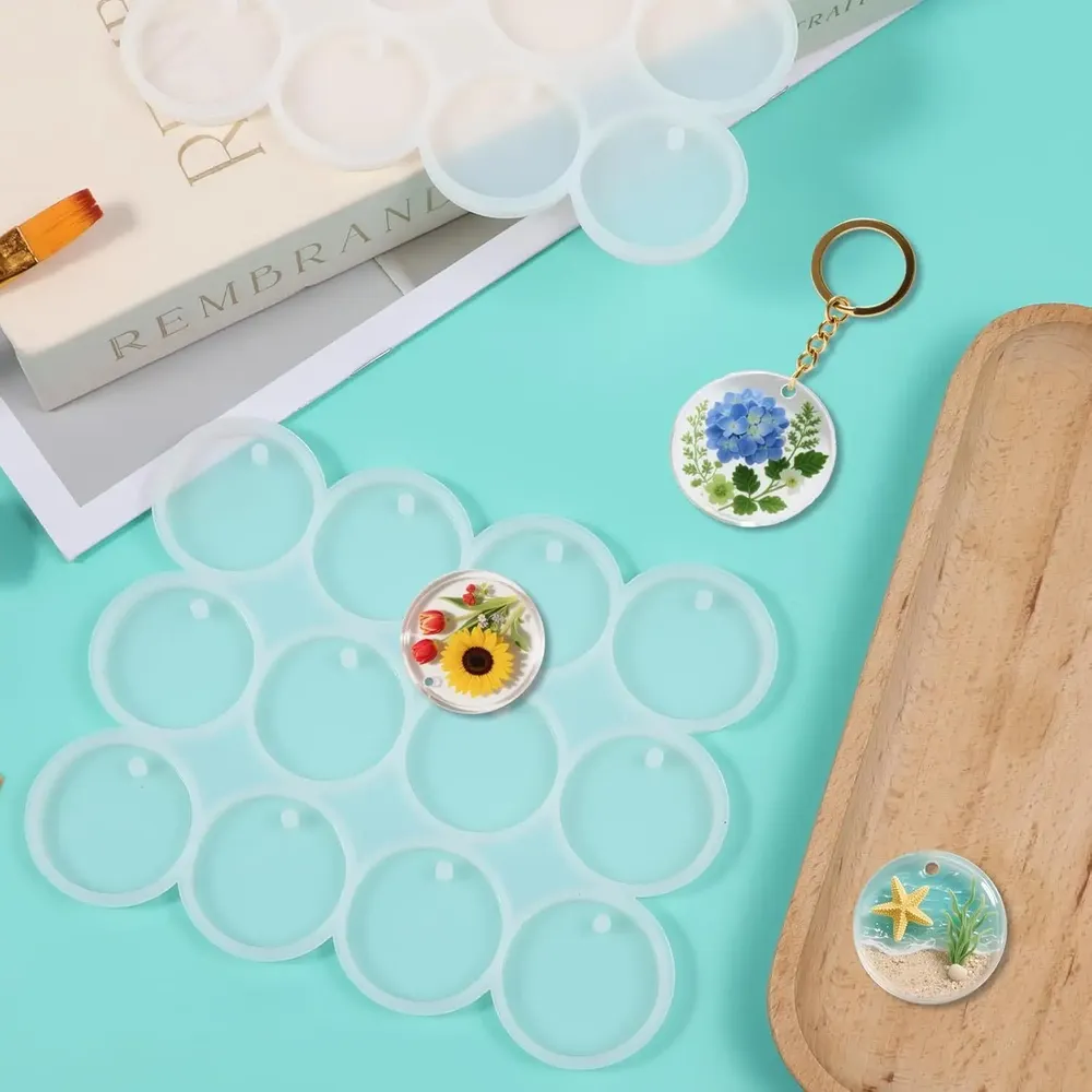 Lot de 2 moules silicone ronds pour porte-clés