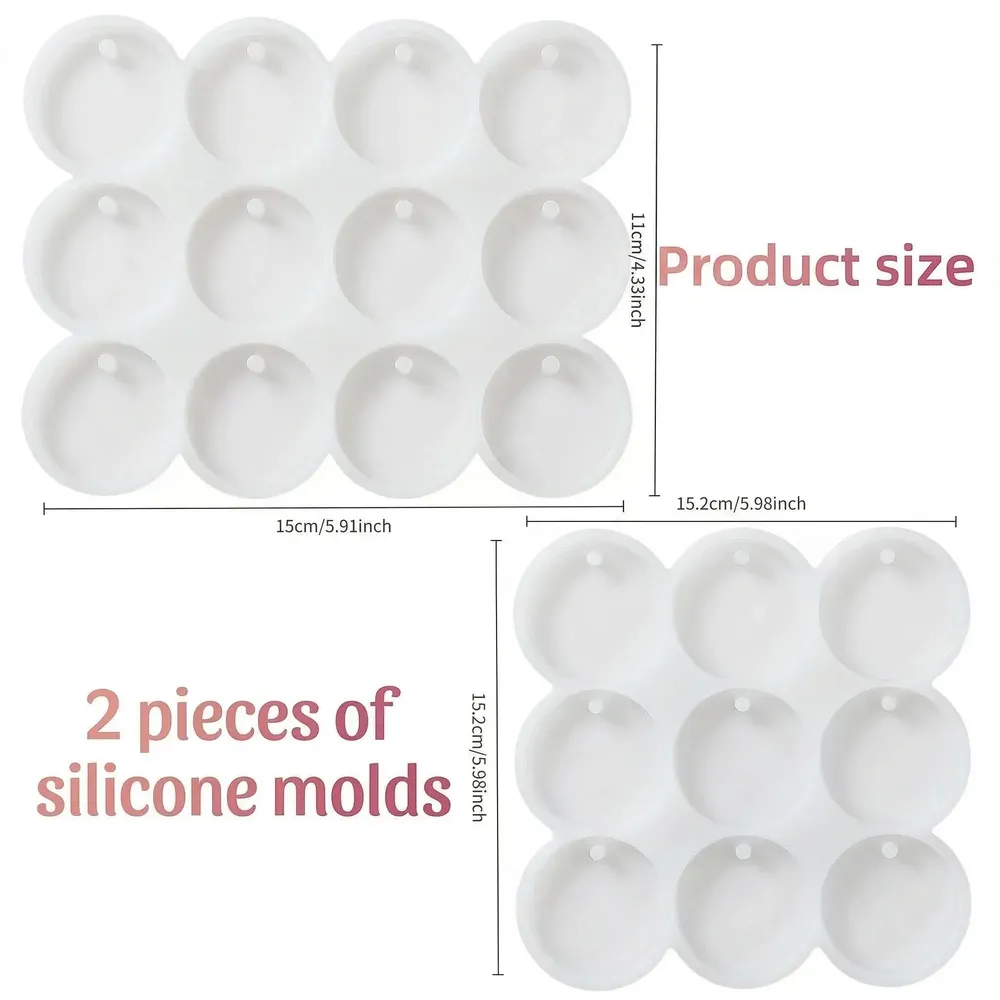 Lot de 2 moules silicone ronds pour porte-clés