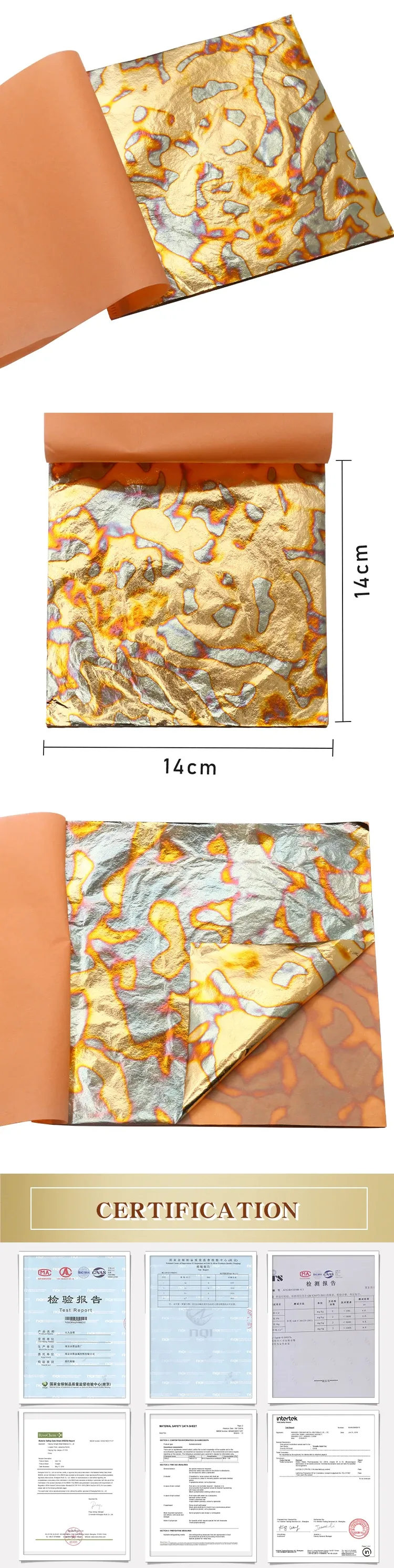 Lot de 25 feuilles cuivre et or imitation pour artisanat