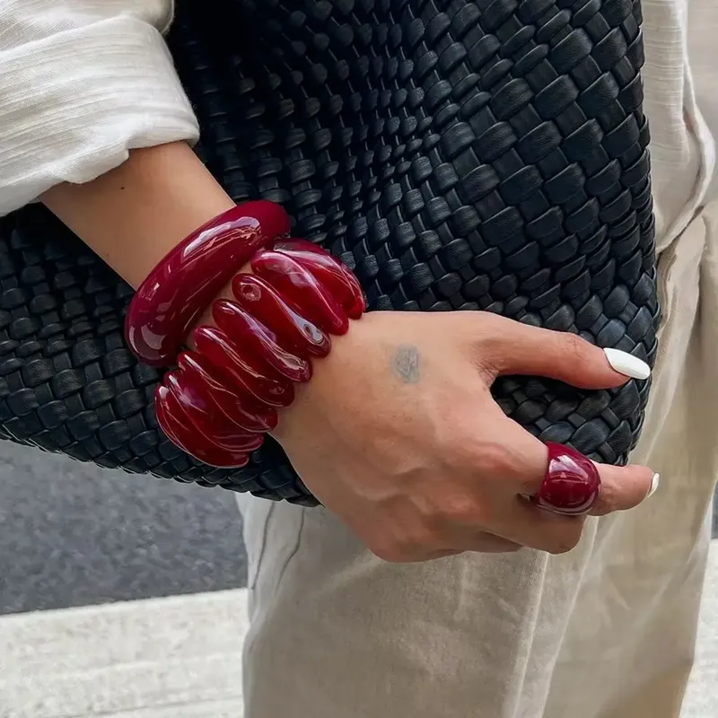 Lot de 3 bracelets résine épais irréguliers punk pour femmes