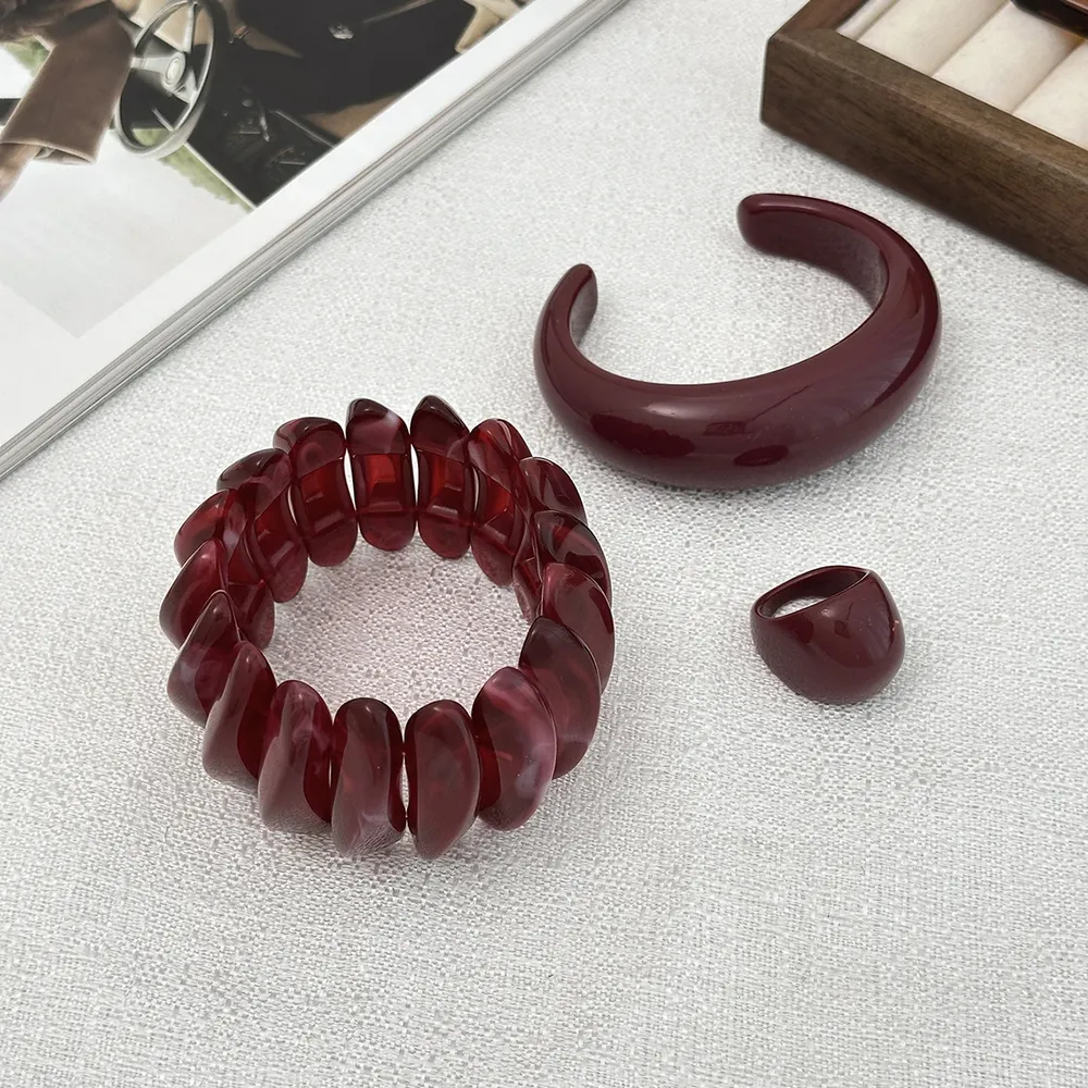 Lot de 3 bracelets résine épais irréguliers punk pour femmes