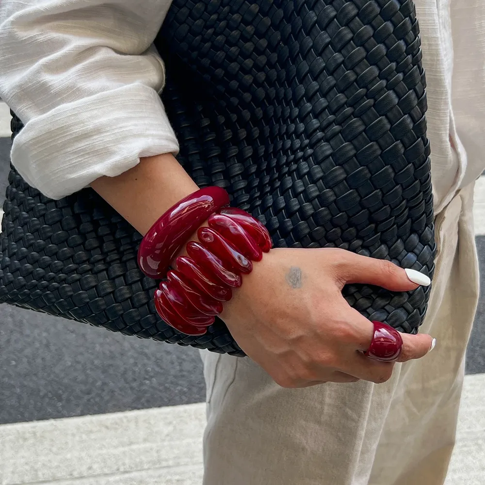 Lot de 3 bracelets résine épais irréguliers punk pour femmes
