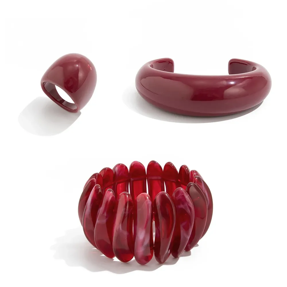 Lot de 3 bracelets résine épais irréguliers punk pour femmes